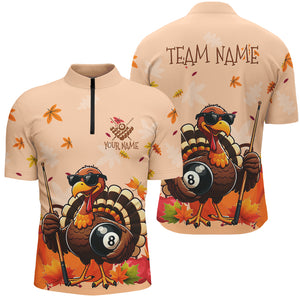 Orange Funny Turkey Billiard Shirts For Men Custom Thanksgiving Billiard Team Shirts Outfit TDM2681