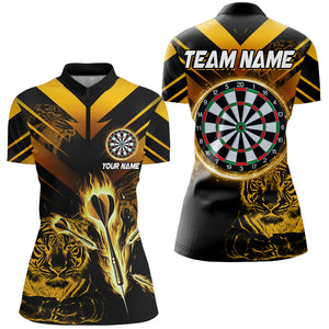 Yellow Arrow Fire Custom Tiger Darts Shirts For Women, Darts League Shirts Personalized Dart Jerseys TDM2687