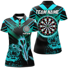 Load image into Gallery viewer, Turquoise Arrow Fire Custom Tiger Darts Shirts For Women, Darts League Team Shirts Dart Jerseys TDM2689