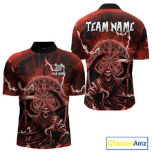 Load image into Gallery viewer, Red Grim Reaper Lightning 3D Darts Shirt For Men Custom Darts Jersey Team Polo &amp;  1/4 Zip TDM4953