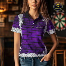 Load image into Gallery viewer, Purple Brick-Wall Fierce Bulldog Women Darts Polo Team Shirt Personalized Name For Players NYN2115