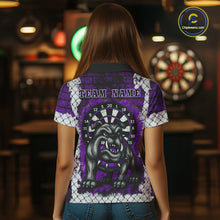Load image into Gallery viewer, Purple Brick-Wall Fierce Bulldog Women Darts Polo Team Shirt Personalized Name For Players NYN2115