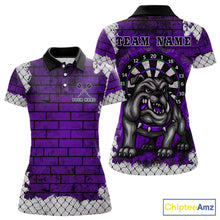 Load image into Gallery viewer, Purple Brick-Wall Fierce Bulldog Women Darts Polo Team Shirt Personalized Name For Players NYN2115