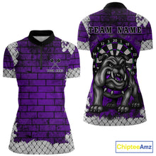 Load image into Gallery viewer, Purple Brick-Wall Fierce Bulldog Women Darts Quarter- Zip Team Shirt Personalized Name For Players NYN2115