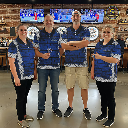 Blue Brick-Wall Fierce Bulldog Women Darts Quarter- Zip Team Shirt Personalized Name For Players NYN2116