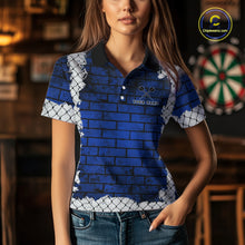 Load image into Gallery viewer, Blue Brick-Wall Fierce Bulldog Women Darts Polo Team Shirt Personalized Name For Players NYN2116