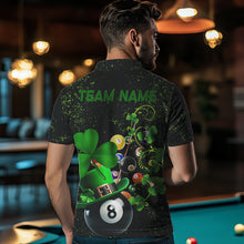 Load image into Gallery viewer, Black Grunge Billiard Balls Luckiest Shamrock Men Pool Shirt Custom Patrick Day Billiard Team Jersey TDM3390