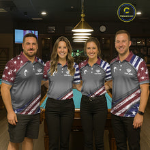 Load image into Gallery viewer, Personalized US Flag 8 Ball Pool Billiard Shirt For Men Custom Patriotic Billiard Team Jersey TDM5678