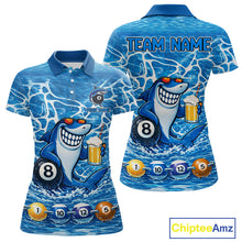 Load image into Gallery viewer, Blue Funny Shark 8 Ball Pool Billiard Shirt For Women Custom Billiard Team Jersey Polo &amp; 1/4 Zip TDM5884