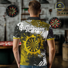 Load image into Gallery viewer, Custom Yellow Grunge Dart Shirt With Pocket Option For Men, Dart Team Jersey TDM5888