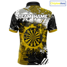 Load image into Gallery viewer, Custom Yellow Grunge Dart Shirt With Pocket Option For Men, Dart Team Jersey TDM5888