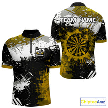 Load image into Gallery viewer, Custom Yellow Grunge Dart Shirt With Pocket Option For Men, Dart Team Jersey TDM5888