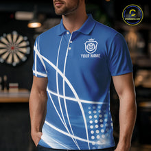 Load image into Gallery viewer, Blue Darts Jersey For Men Custom Light Streaks Darts Tournament Team Shirt Polo &amp; Quarter Zip TDM6026