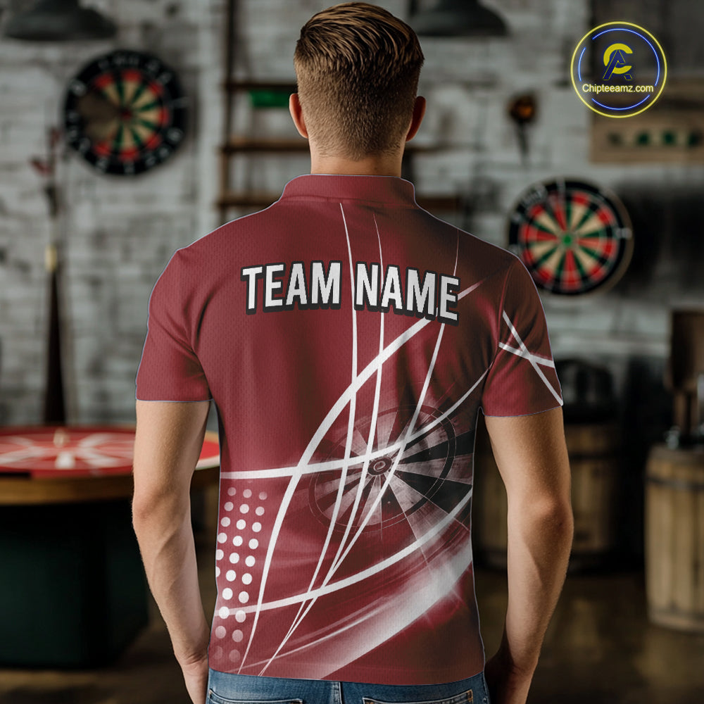 Red Darts Jersey For Men Custom Light Streaks Darts Tournament Team Shirt Polo & Quarter Zip TDM6027