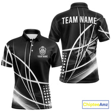 Load image into Gallery viewer, Black And White Darts Jersey For Men Custom Light Streak Darts Team Shirt Polo &amp; Quarter Zip TDM6028