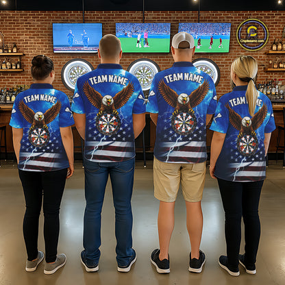 Blue Lightning American Flag Eagle Dart Shirt With Pocket Option For Women TDM6030
