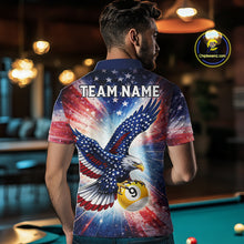 Load image into Gallery viewer, Custom 8 Ball &amp; 9 Ball American Flag Eagle Billiard Shirt For Men, Pool Team Jersey Polo &amp; 1/4 Zip TDM6281