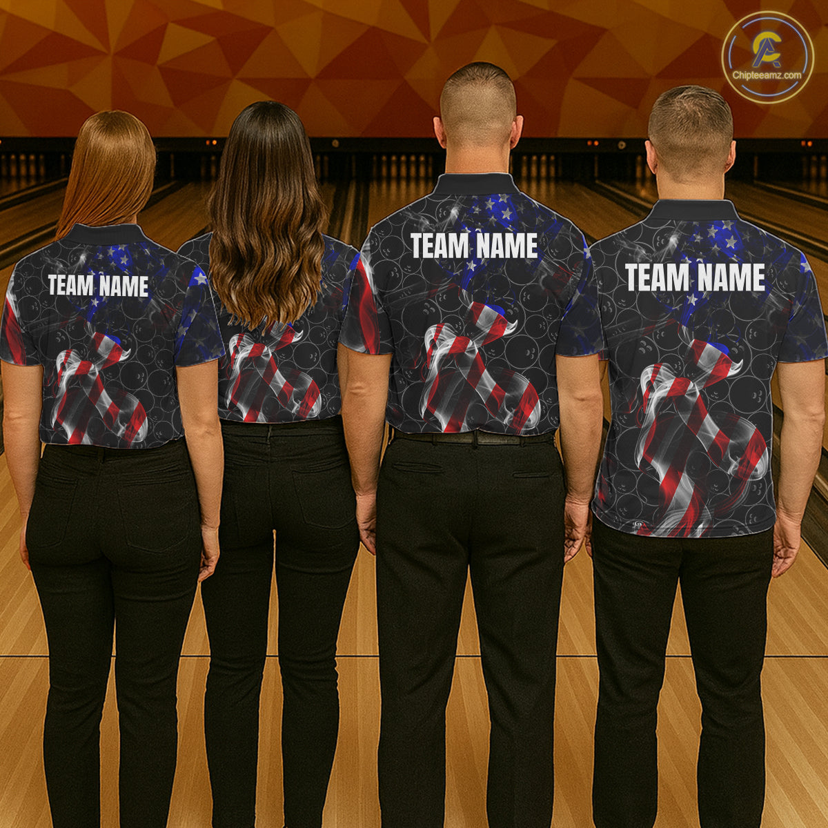 Custom American Flag Smoke Bowling Shirt For Men, Patriotic Team Bowling Jersey Polo & 1/4 Zip TDM6290