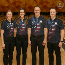 Load image into Gallery viewer, Custom American Flag Smoke Bowling Shirt For Men, Patriotic Bowling Jersey Team Polo &amp; 1/4 Zip TDM6291