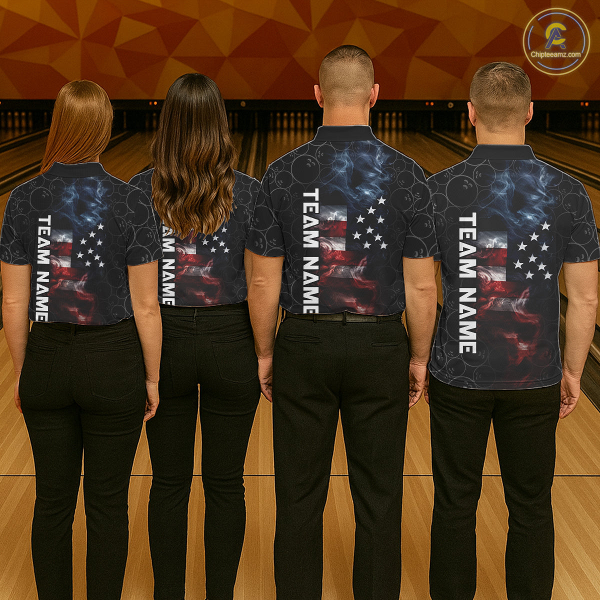 Custom American Flag Smoke Bowling Shirt For Women, Patriotic Bowling Jersey Team Polo & 1/4 Zip TDM6291