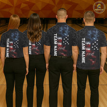 Load image into Gallery viewer, Custom American Flag Smoke Bowling Shirt For Men, Patriotic Bowling Jersey Team Polo &amp; 1/4 Zip TDM6291