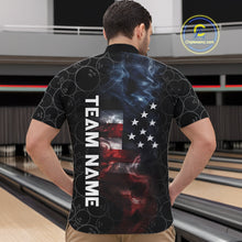 Load image into Gallery viewer, Custom American Flag Smoke Bowling Shirt For Men, Patriotic Bowling Jersey Team Polo &amp; 1/4 Zip TDM6291