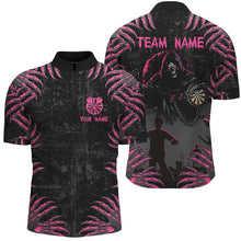 Load image into Gallery viewer, Funny Claw Death Skeleton Men Darts Shirts Custom Grunge Pink Black Scary Halloween Darts Jerseys TDM2697