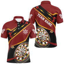 Load image into Gallery viewer, Personalized Red Darts Tournament Polo &amp; 1/4 Zip Shirts For Men Custom 3D Darts Board Team Jerseys TDM2950