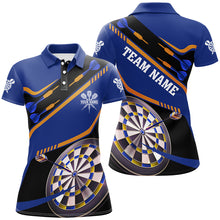 Load image into Gallery viewer, Personalized Blue Darts Tournament Polo &amp; 1/4 Zip Shirts For Women Custom 3D Darts Board Team Jerseys TDM2951