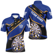 Load image into Gallery viewer, Personalized Blue Darts Tournament Polo &amp; 1/4 Zip Shirts For Men Custom 3D Darts Board Team Jerseys TDM2951