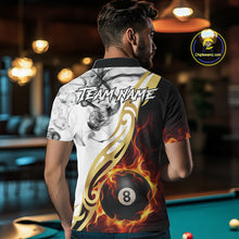Load image into Gallery viewer, 8 Ball Pool Fire Flame Smoke Tribal Billiard Shirt For Men Custom Billiard Team Jersey |White TDM5398