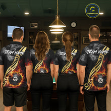 Load image into Gallery viewer, 8 Ball Pool Fire Flame Smoke Tribal Billiard Shirt For Women Custom Billiard Team Jersey |Black TDM5399