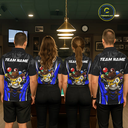Funny 8 Ball & 9 Ball Billiard Shirt For Women Custom Black And Blue Pool Team Shirt, Billiard Jersey TDM5409