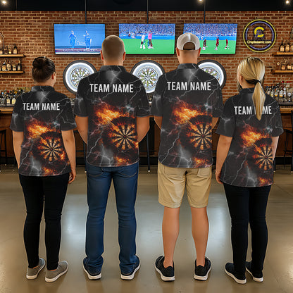 Custom Lightning Flame Darts Shirt With Pocket Option For Men, Darts Jersey TDM5684