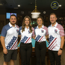 Load image into Gallery viewer, White Grunge American Flag Billiard Shirt For Women Custom Patriotic 8 Ball Pool Team Jersey TDM5687