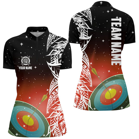 Custom 3D Target Archery Red Galaxy Women Quarter-Zip Shirts, Team League Archery Jerseys TDM1084