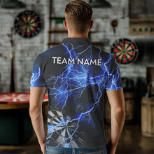 Load image into Gallery viewer, Blue And Black Thunder Lightning Dart Shirts With Pocket For Men Custom 3D Darts Team Jerseys TDM3524