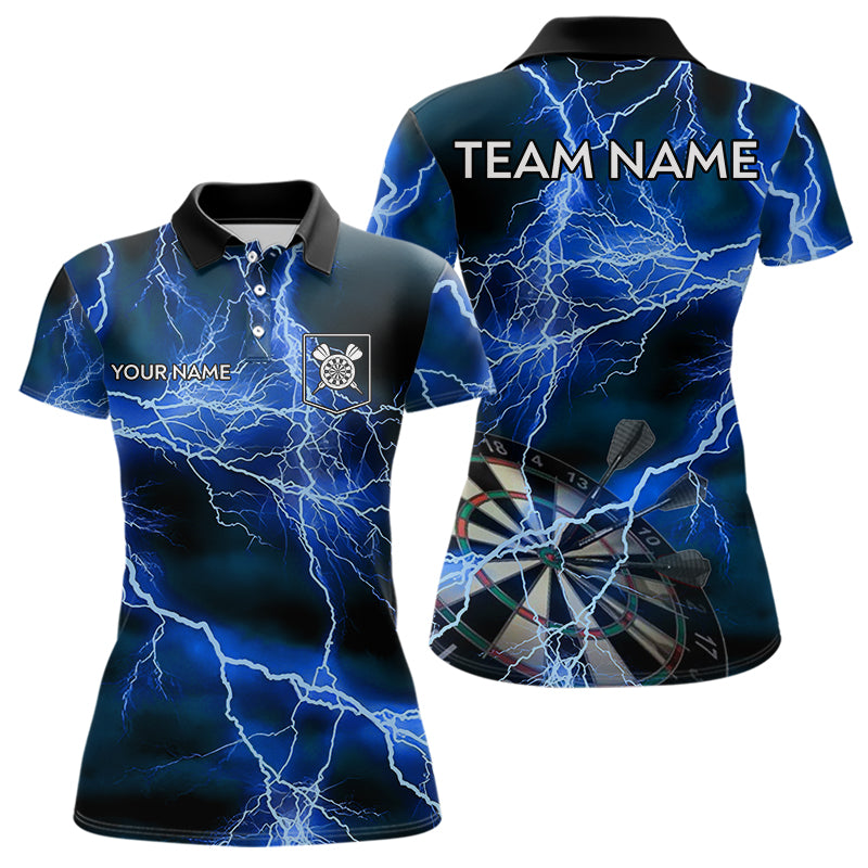 Blue Black Thunder Lightning Dart Shirt & Pocket For Women Custom Dart Jersey TDM3524