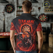 Load image into Gallery viewer, Personalized Red Grim Reaper Lightning Darts Shirt For Men, Darts Team Jersey Polo &amp; 1/4 Zip TDM5896