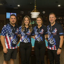 Load image into Gallery viewer, 8 Ball Pool Claw American Flag Billiard Shirt For Men Custom Patriotic Billiard Team Jersey|Black TDM6042