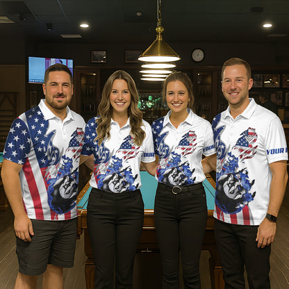 8 Ball Pool Claw American Flag Billiard Shirt For Men Custom Patriotic Billiard Team Jersey|White TDM6043