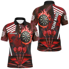 Load image into Gallery viewer, Red Dartboard Fire Flame Hitting Target Custom Dart Shirts For Men, Darts League Team Jerseys TDM2701