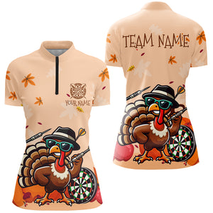 Orange Funny Turkey Autumn Women Darts Shirts Custom Thanksgiving Shirt Gift For Darts Lover TDM2704