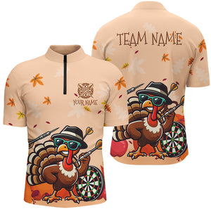 Orange Funny Turkey Autumn Men Darts Shirts Custom Thanksgiving Shirt Gift For Darts Lover TDM2704