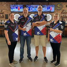 Load image into Gallery viewer, Personalized Grunge Texas Flag Darts Shirt For Women Custom Patriotic Texas Darts Team Jersey TDM5420
