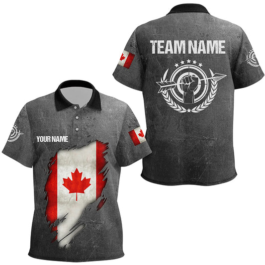 Personalized Grunge Canada Archery Kid Polo Shirts, Custom Canadian Flag Shirts For Archers TDM1385