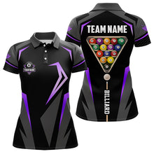 Load image into Gallery viewer, Personalized 8 Ball Pool Billiard Balls Polo &amp; 1/4 Zip For Women Custom Team Billiard Jersey | Purple TDM3534