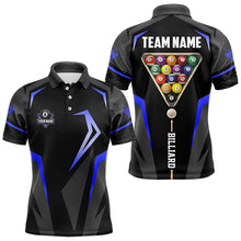 Load image into Gallery viewer, Personalized 8 Ball Pool Billiard Balls Polo &amp; 1/4 Zip For Men Custom Team Billiard Jersey | Blue TDM3535