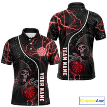 Load image into Gallery viewer, Personalized Red Darts Lightning Grim Reaper Polo &amp; 1/4 Zip, Darts Shirt For Men, Dart Team Jersey TDM6307