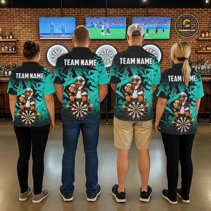 Personalized Turquoise Funny Duck Beer Darts Shirts For Women Custom Darts Team Jersey, Darts Gift TDM7194